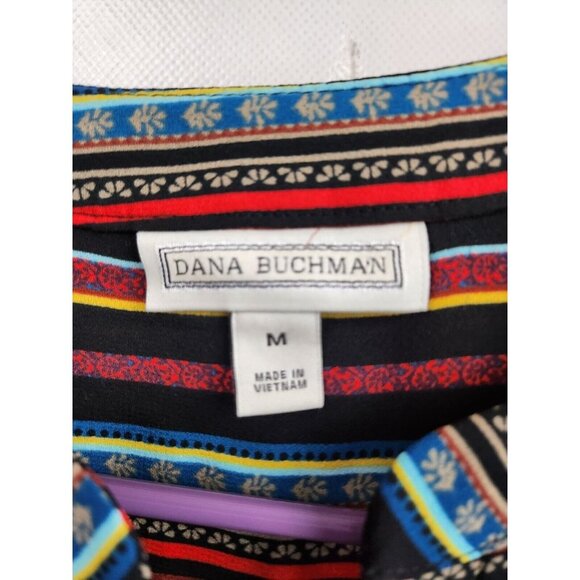 Dana Buchman Multicolor Striped 3/4 Sleeve Popover Blouse Size Medium - Picture 3 of 6